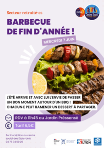 barbecue de fin d'annee seniors mercredi 7 juin à 11h45 au jardin préssensé